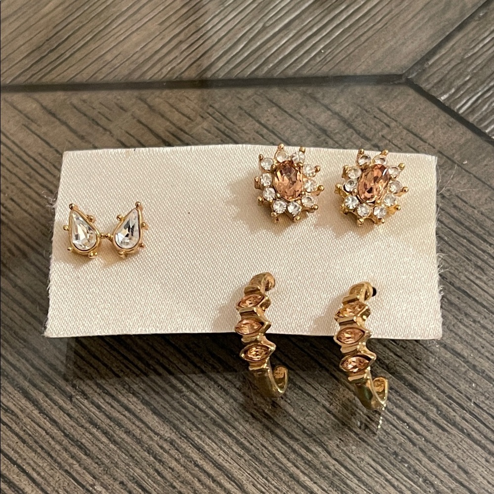 Elegant Gold and Crystal Earring Set